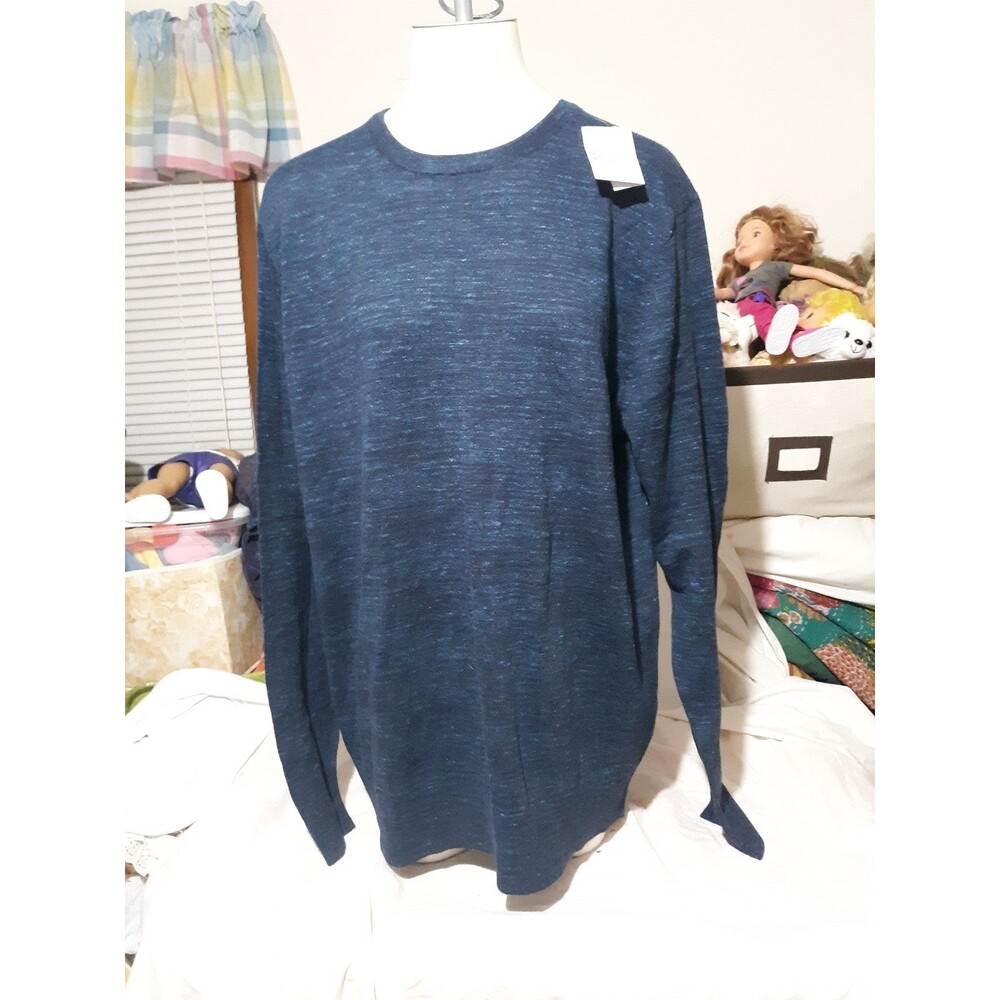 NWT Mens Old Navy blue Heather ctn blend Crewneck swtr sz XL